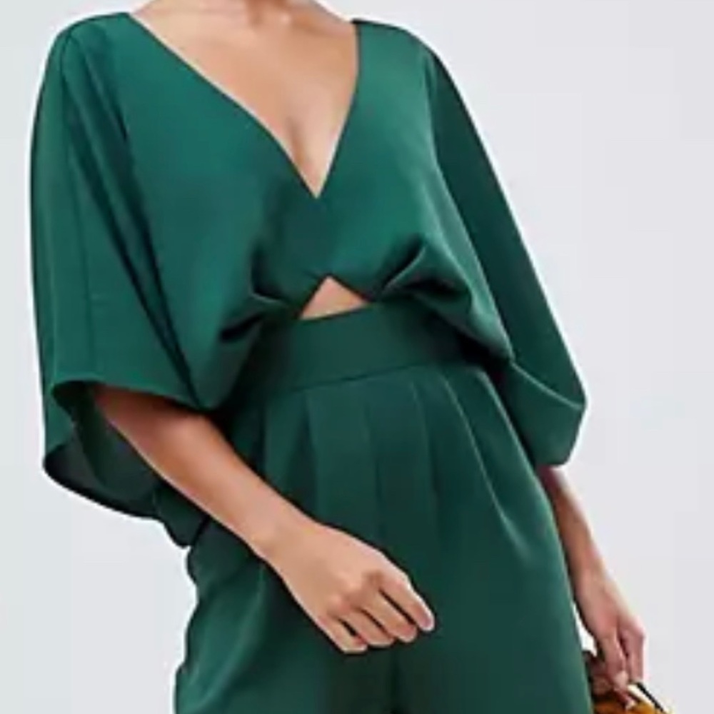 ASOS Dark Green Jumpsuit with front cut out